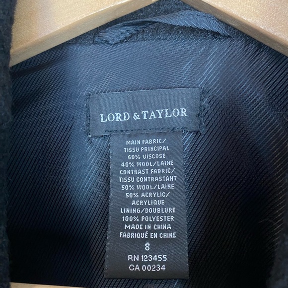 Lord & Taylor Black Wool Blend Contrast Black Blazer Size 8 (runs small) - Picture 4 of 14